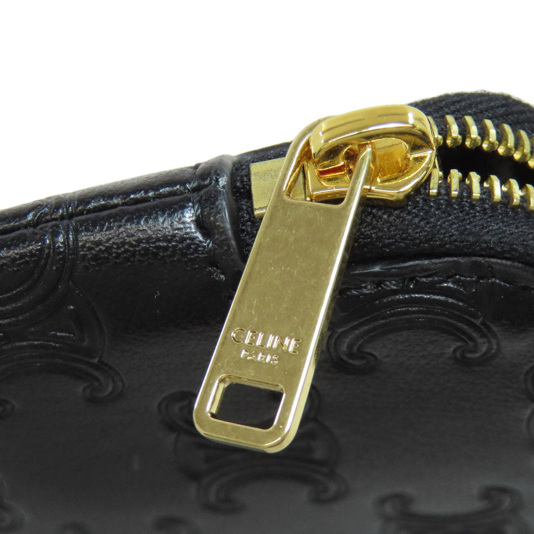 CELINE Accessory pouch leather black Triomphe