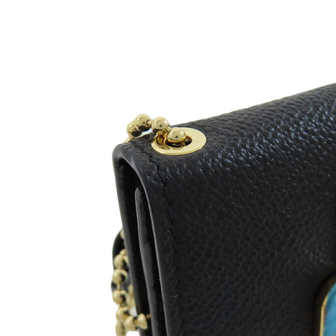 BALLY Card Case leather black logo Women Used Authentic