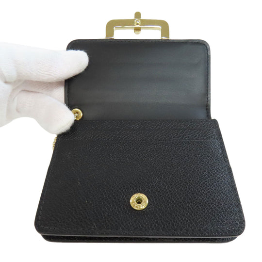 BALLY Card Case leather black logo Women Used Authentic