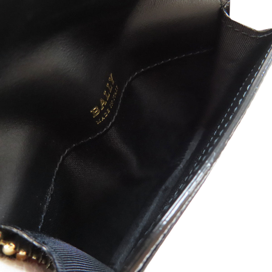 BALLY Card Case leather black logo Women Used Authentic