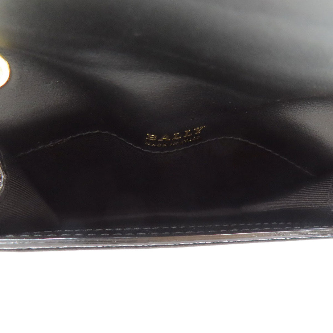 BALLY Card Case leather black logo Women Used Authentic
