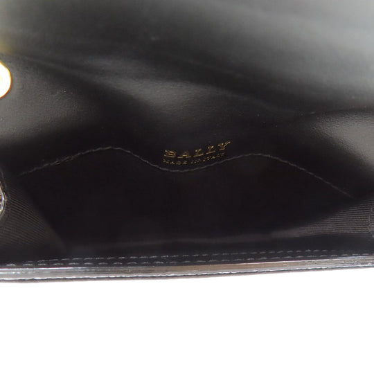 BALLY Card Case leather black logo Women Used Authentic