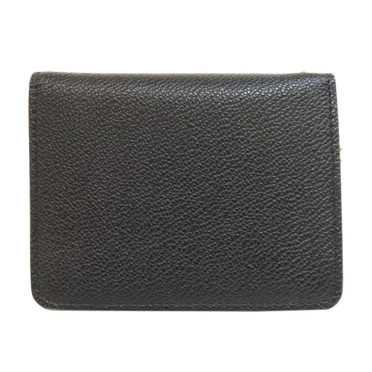 BALLY Card Case leather black buckle Women Used Authentic