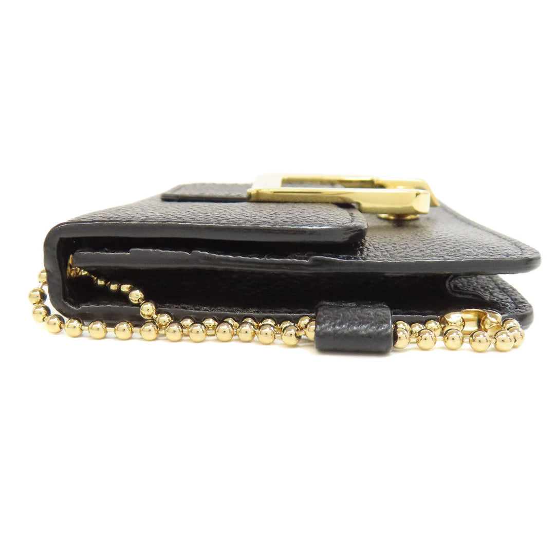 BALLY Card Case leather black buckle Women Used Authentic