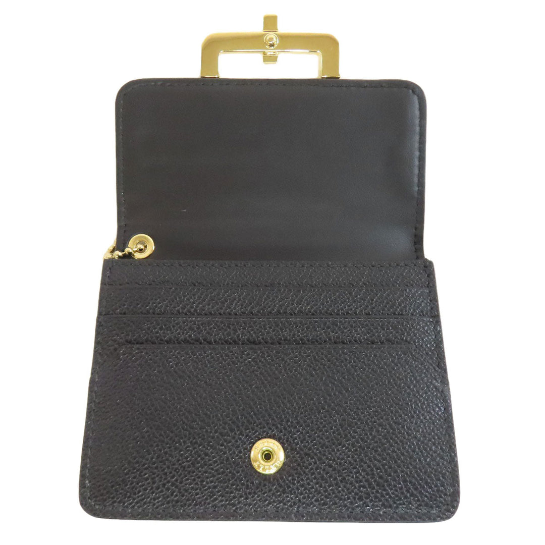 BALLY Card Case leather black buckle Women Used Authentic