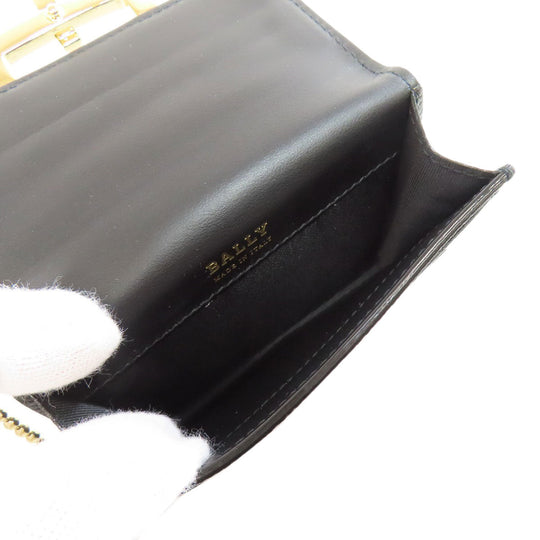 BALLY Card Case leather black buckle Women Used Authentic