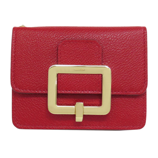 BALLY Card Case leather Red logo Women Used Authentic