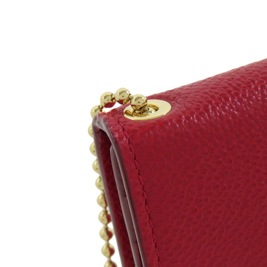 BALLY Card Case leather Red logo Women Used Authentic