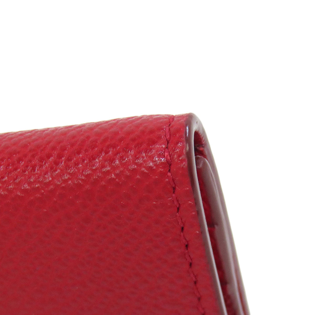 BALLY Card Case leather Red logo Women Used Authentic