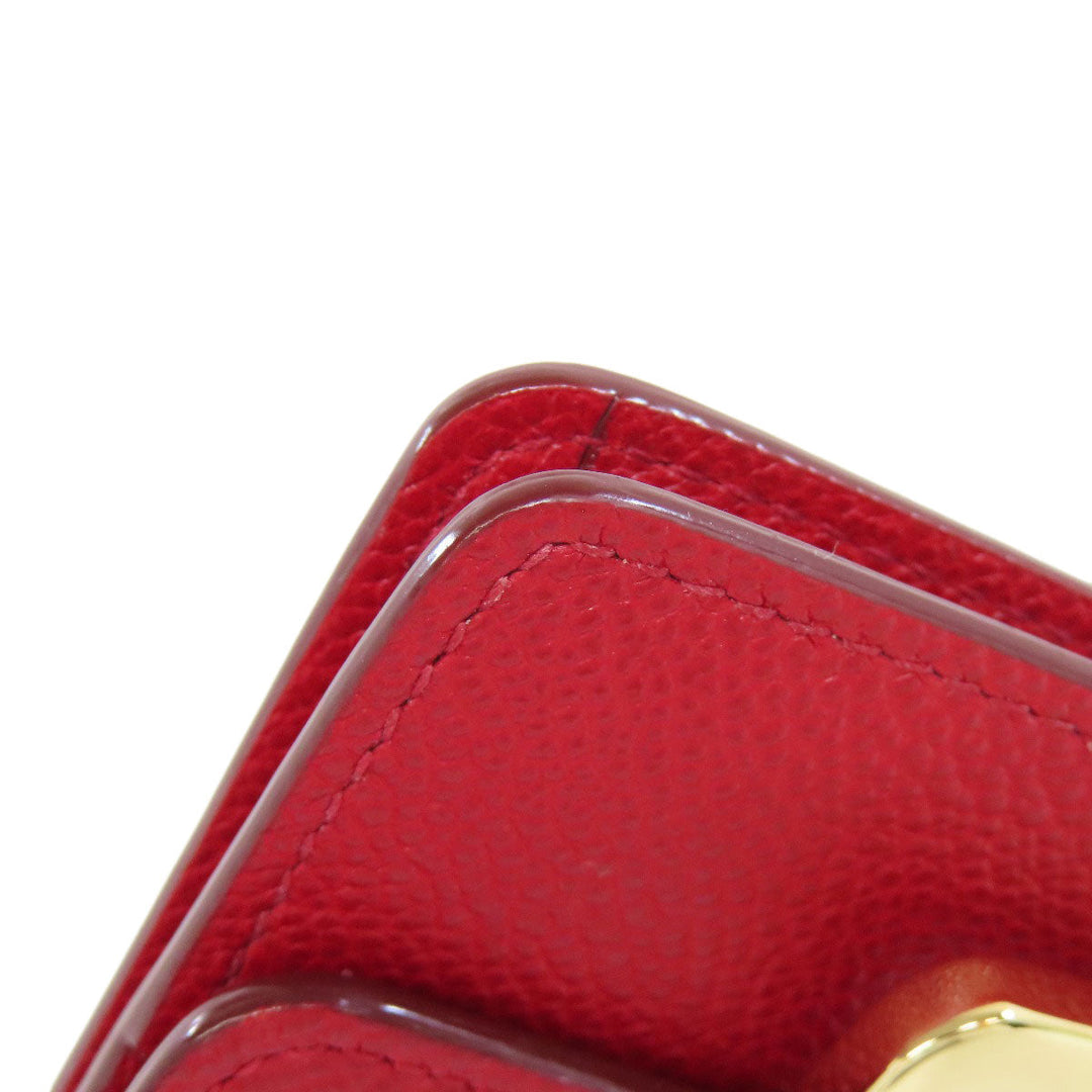 BALLY Card Case leather Red logo Women Used Authentic