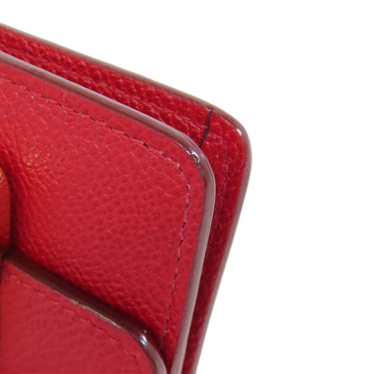 BALLY Card Case leather Red logo Women Used Authentic