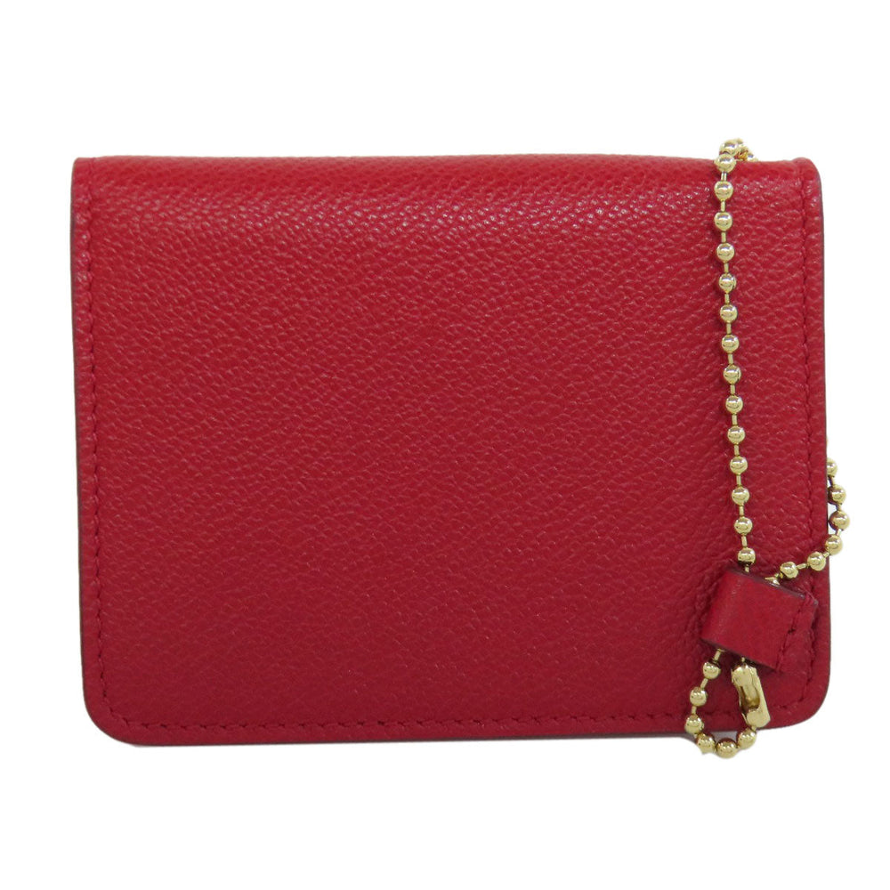 BALLY Card Case leather Red logo Women Used Authentic