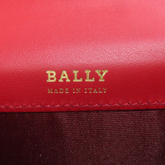 BALLY Card Case leather Red logo Women Used Authentic