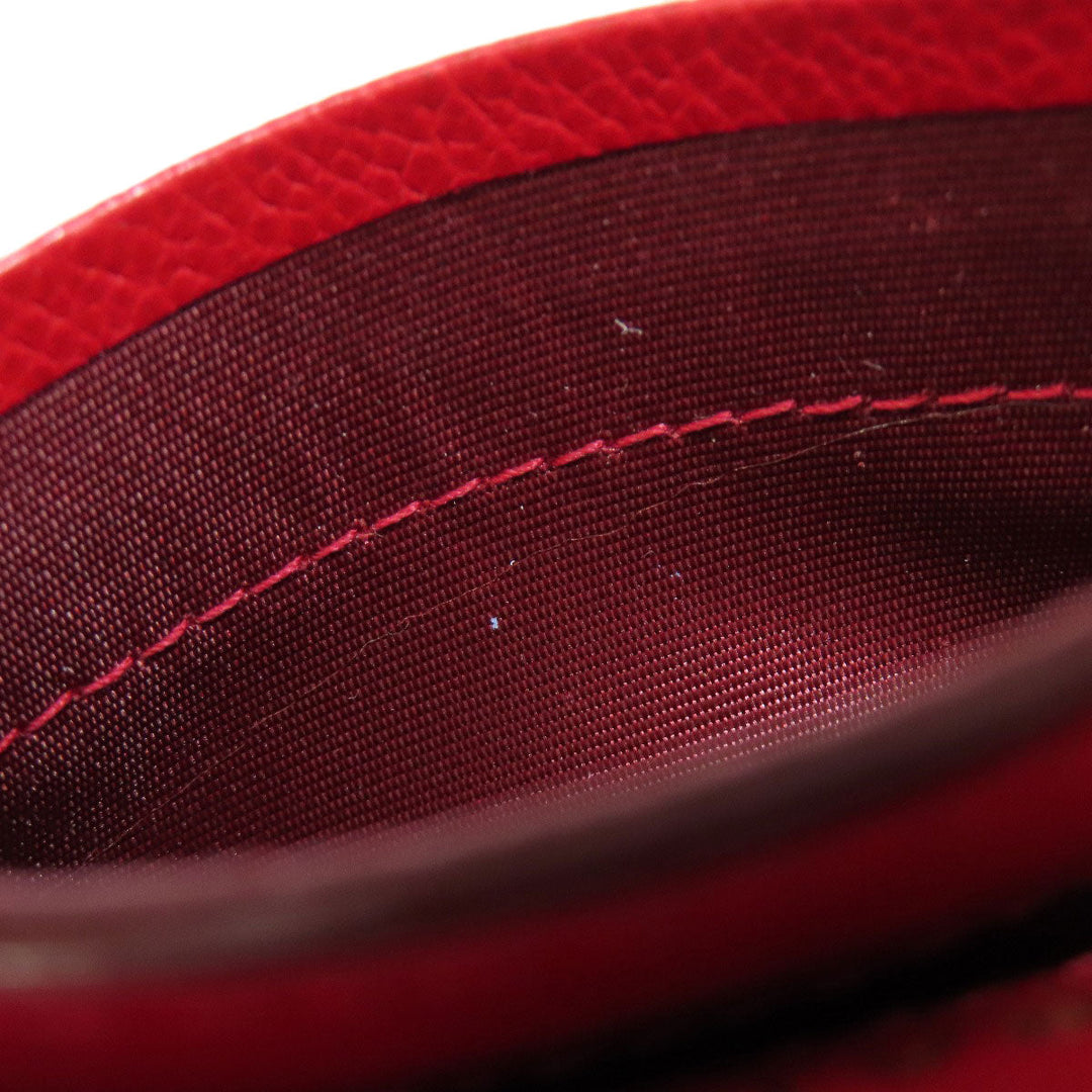 BALLY Card Case leather Red logo Women Used Authentic
