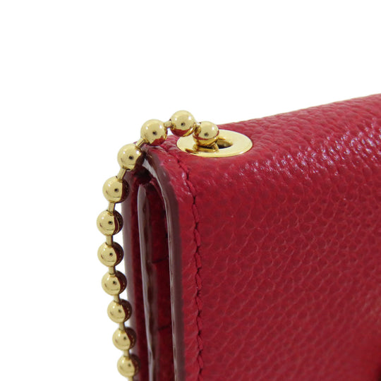 BALLY Card Case leather Red logo Women Used Authentic