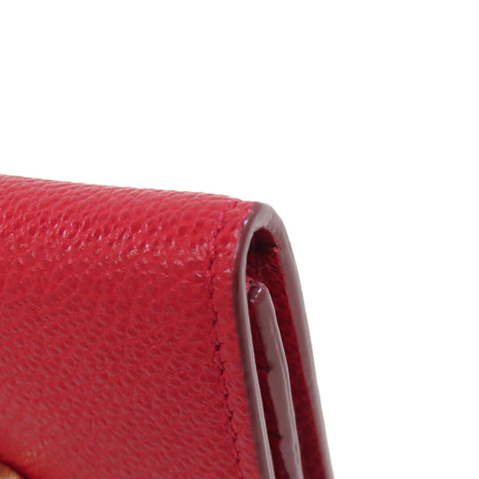 BALLY Card Case leather Red logo Women Used Authentic