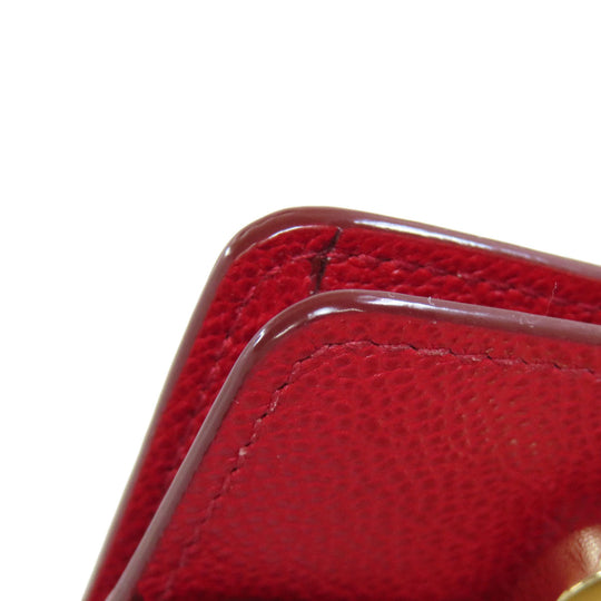 BALLY Card Case leather Red logo Women Used Authentic