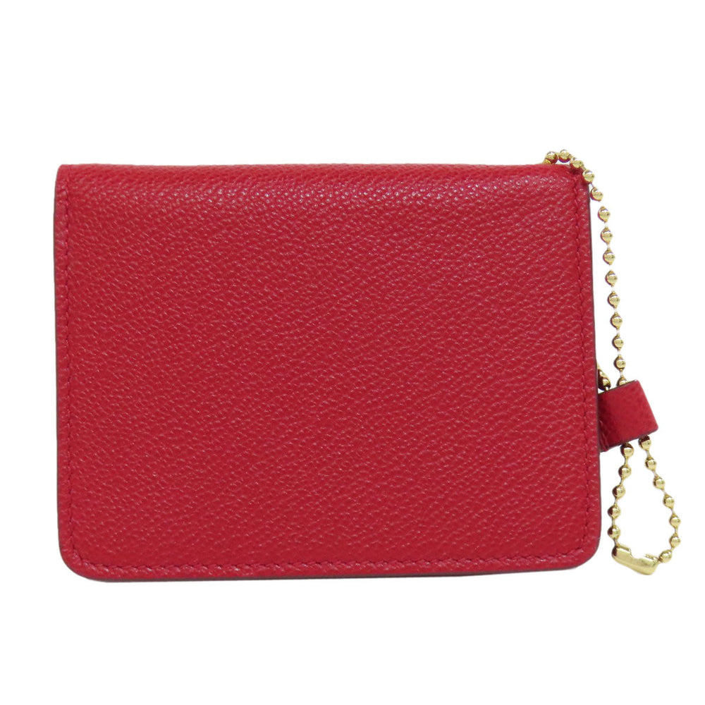 BALLY Card Case leather Red logo Women Used Authentic