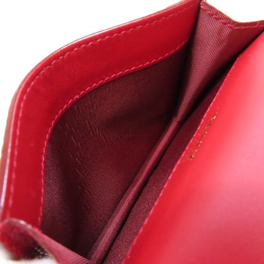 BALLY Card Case leather Red logo Women Used Authentic