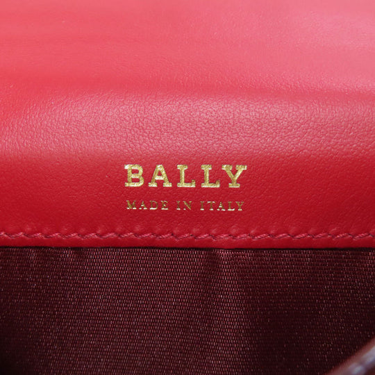 BALLY Card Case leather Red logo Women Used Authentic