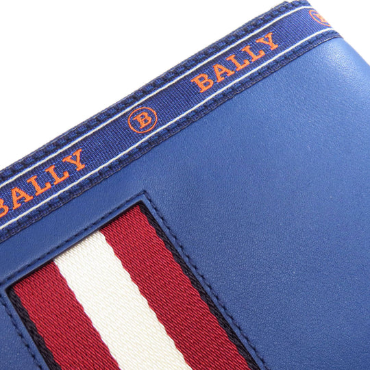 BALLY business bag leather blue Pouch Barry Stripe mens Used Authentic