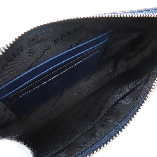 BALLY business bag leather blue Pouch Barry Stripe mens Used Authentic