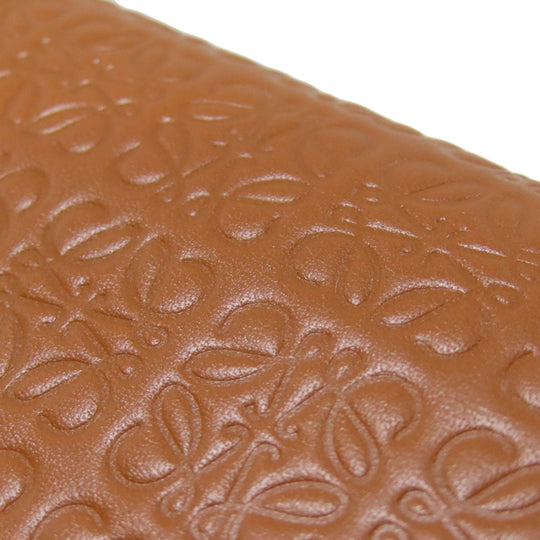 LOEWE Bifold Wallet Calfskin Brown Repeat Bar Tikal Wallet Small Women Used Authentic