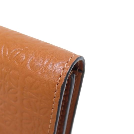 LOEWE Bifold Wallet Calfskin Brown Repeat Bar Tikal Wallet Small Women Used Authentic