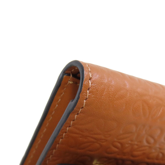LOEWE Bifold Wallet Calfskin Brown Repeat Bar Tikal Wallet Small Women Used Authentic