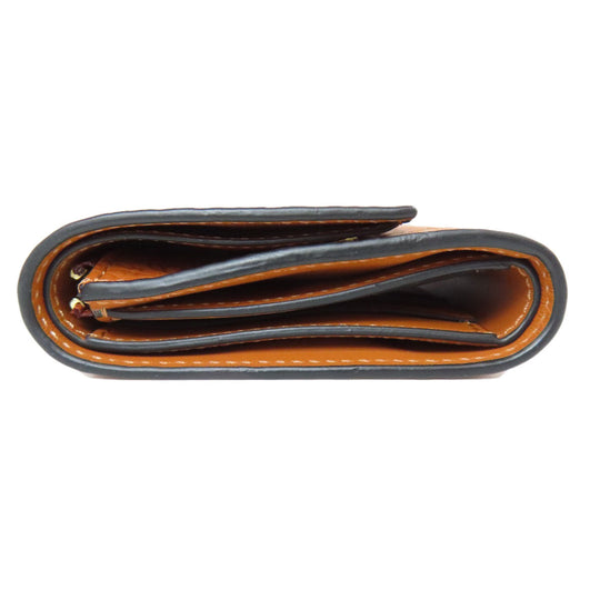 LOEWE Bifold Wallet Calfskin Brown Repeat Bar Tikal Wallet Small Women Used Authentic