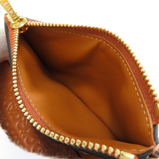 LOEWE Bifold Wallet Calfskin Brown Repeat Bar Tikal Wallet Small Women Used Authentic