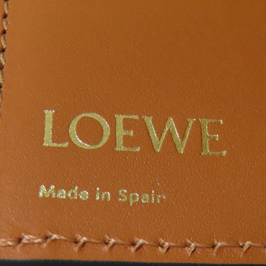 LOEWE Bifold Wallet Calfskin Brown Repeat Bar Tikal Wallet Small Women Used Authentic