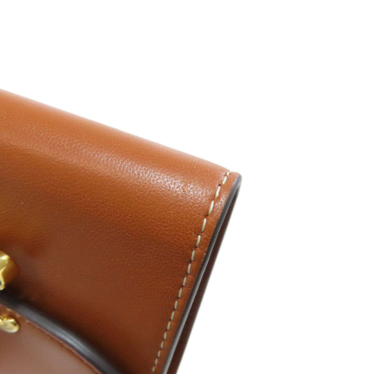 CELINE Bifold Wallet Calfskin, shiny smooth lambskin Brown Small flap wallet Triomphe Women Used Authentic