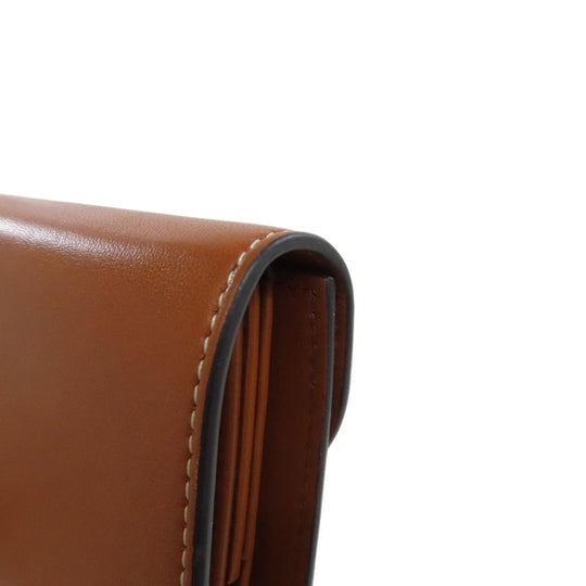CELINE Bifold Wallet Calfskin, shiny smooth lambskin Brown Small flap wallet Triomphe Women Used Authentic