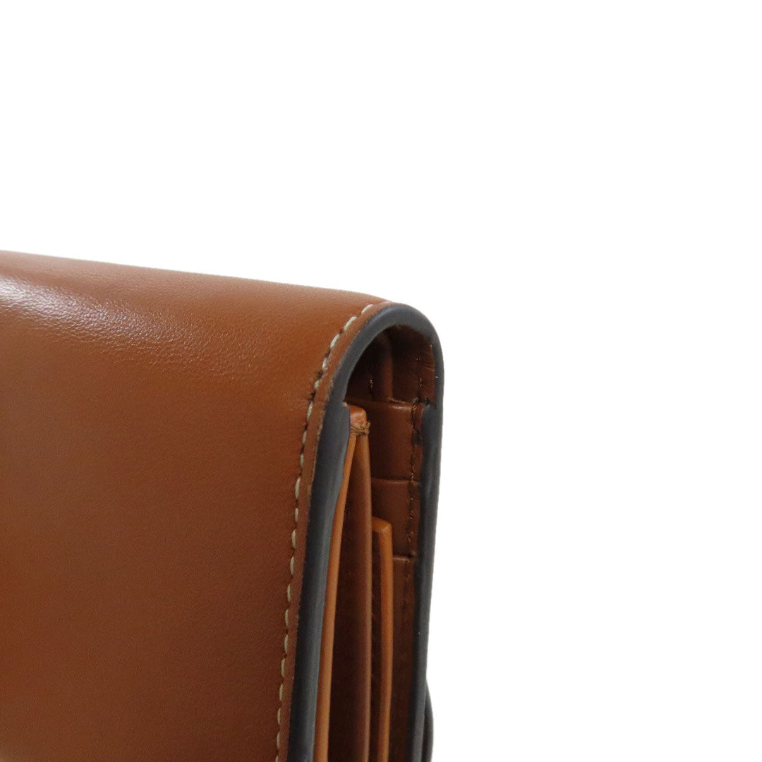 CELINE Bifold Wallet Calfskin, shiny smooth lambskin Brown Small flap wallet Triomphe Women Used Authentic