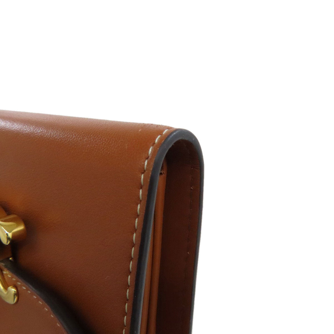 CELINE Bifold Wallet Calfskin, shiny smooth lambskin Brown Small flap wallet Triomphe Women Used Authentic