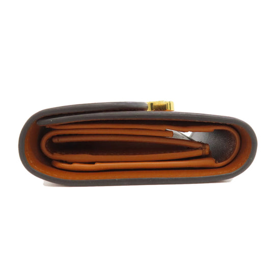 CELINE Bifold Wallet Calfskin, shiny smooth lambskin Brown Small flap wallet Triomphe Women Used Authentic
