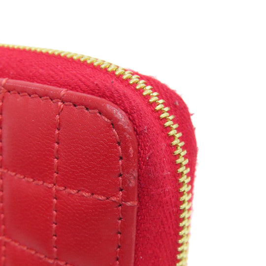 CELINE Coin case leather Red CMetal Women Used Authentic