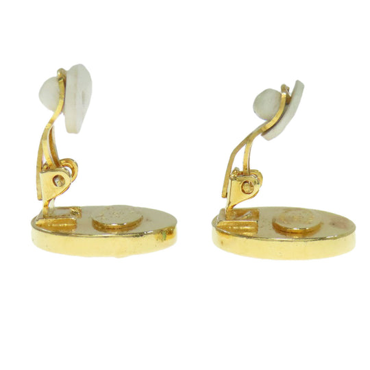 CHANEL Earring metallic gold COCO Button Women Used Authentic