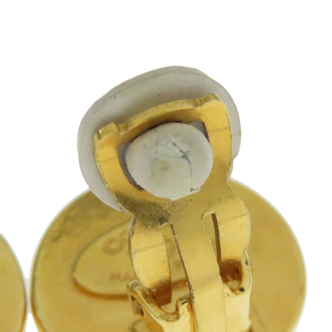 CHANEL Earring metallic gold COCO Button Women Used Authentic