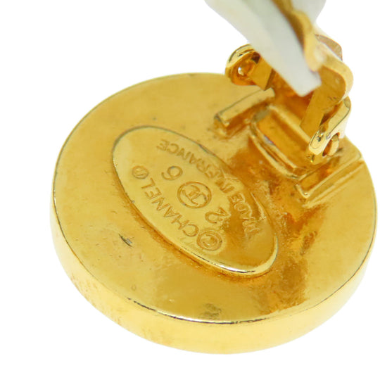 CHANEL Earring metallic gold COCO Button Women Used Authentic