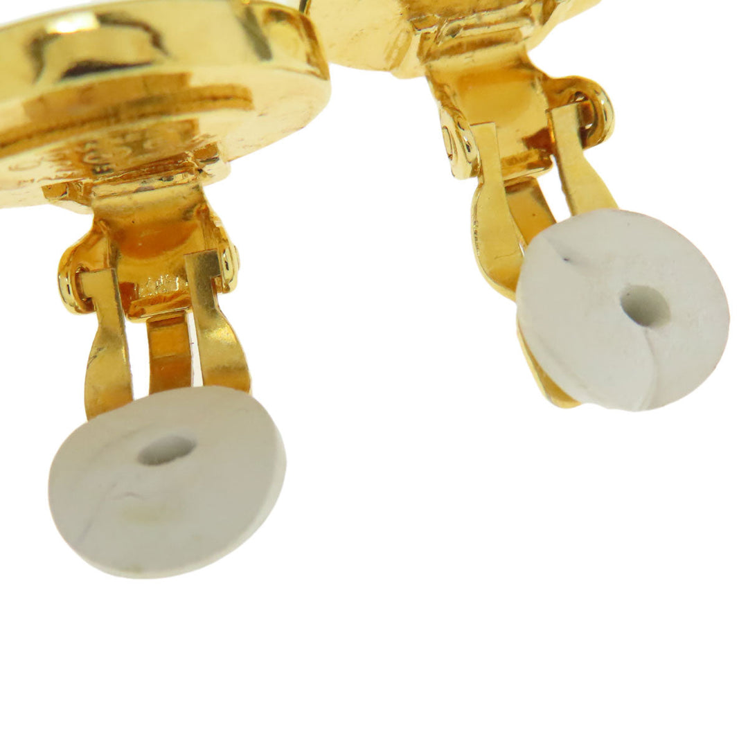 CHANEL Earring metallic gold COCO Button Women Used Authentic
