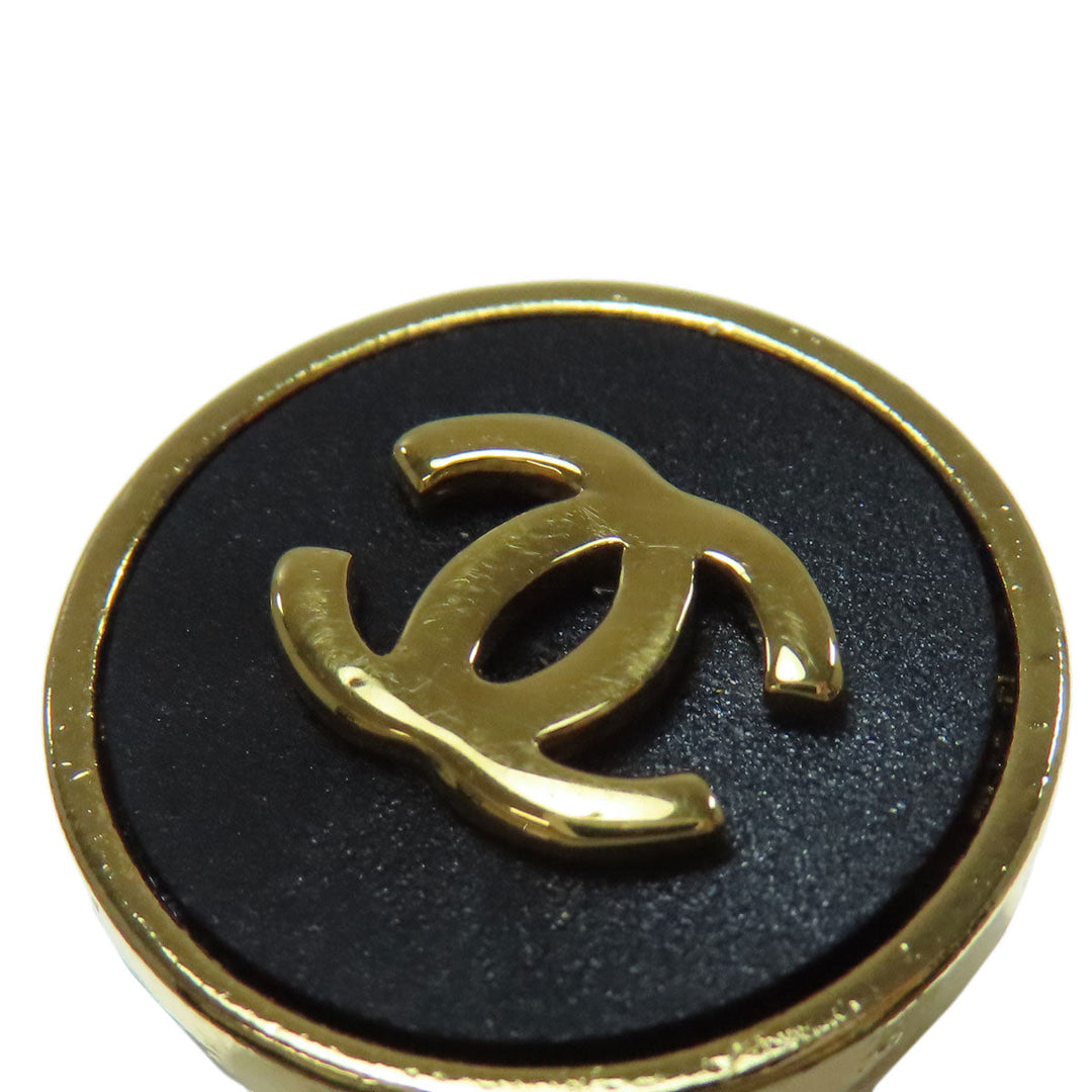 CHANEL Earring metallic gold COCO Button Women Used Authentic
