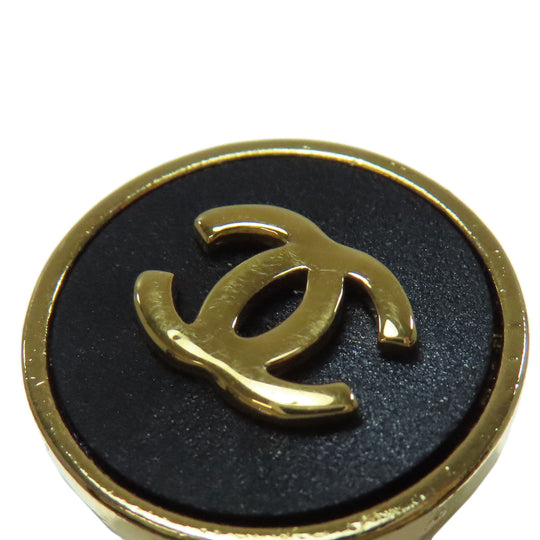 CHANEL Earring metallic gold COCO Button Women Used Authentic