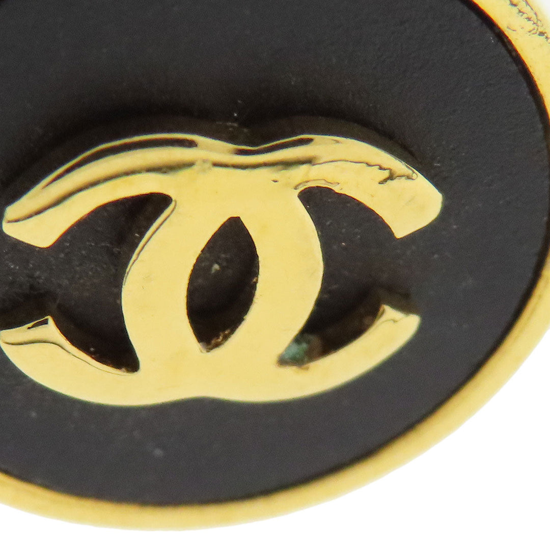 CHANEL Earring metallic gold COCO Button Women Used Authentic