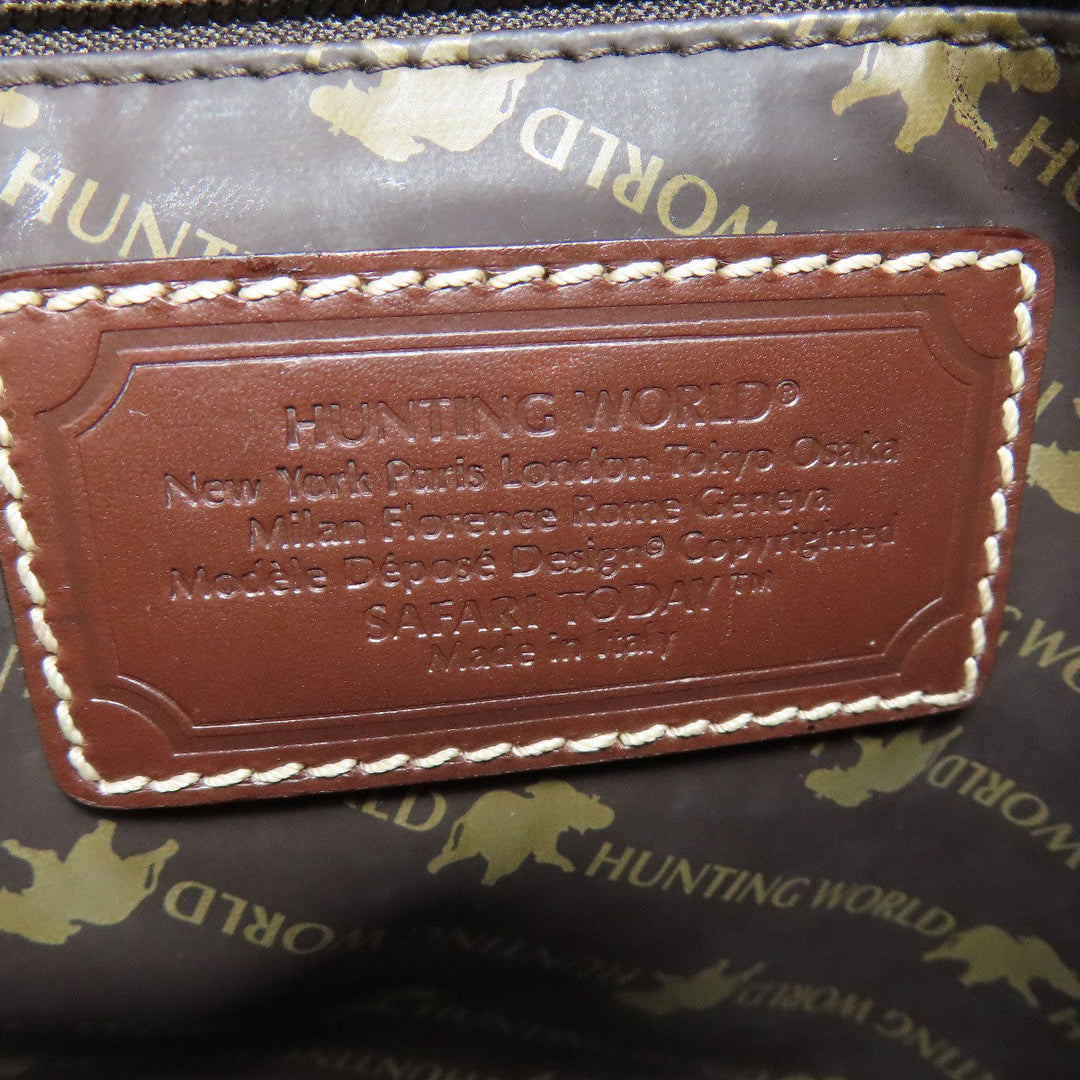 HUNTING WORLD Handbag canvas green logo Women Used Authentic