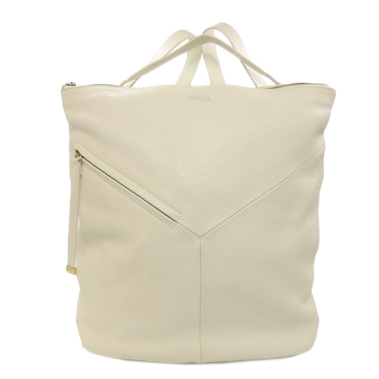 Furla Backpack leather white logo Women Used Authentic