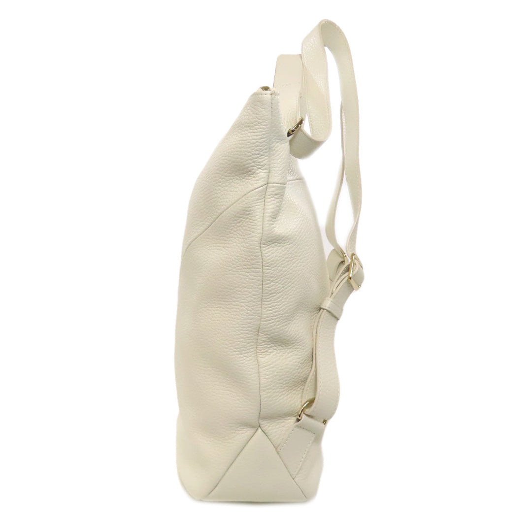 Furla Backpack leather white logo Women Used Authentic