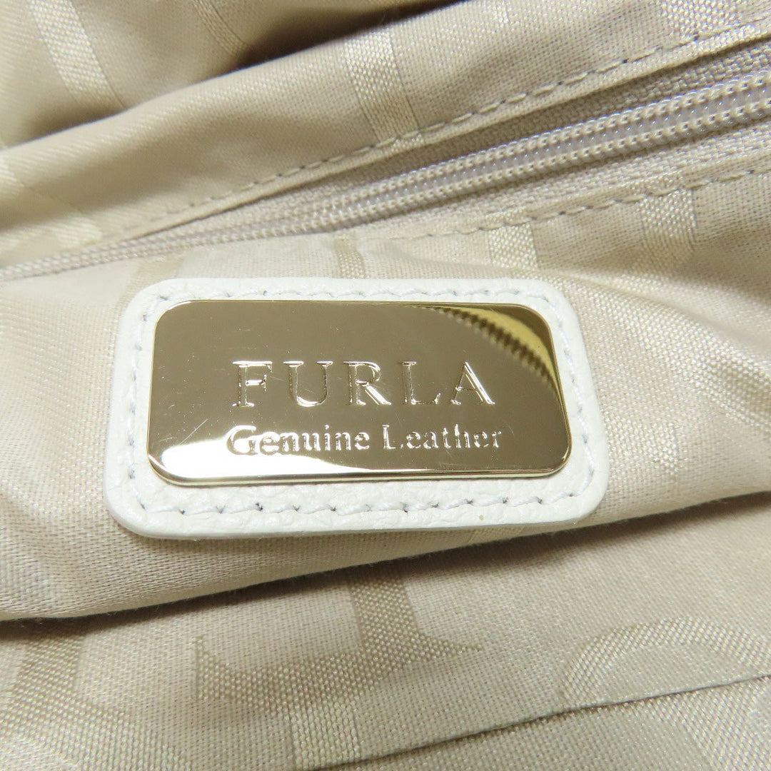 Furla Backpack leather white logo Women Used Authentic