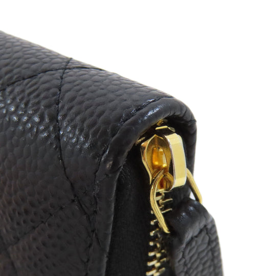 CHANEL Coin case Grained Calfskin Skin black Matelasse COCO Mark Gold Metal